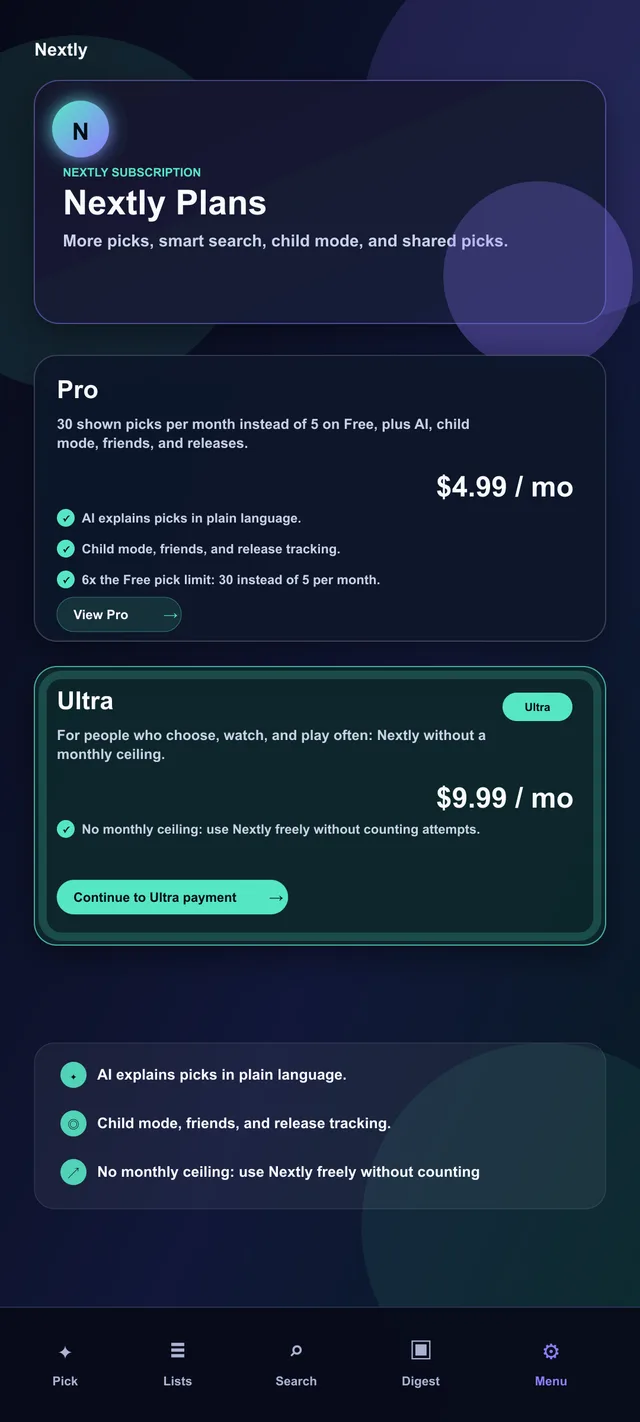 Plans: Pro and Ultra without extra confusion.